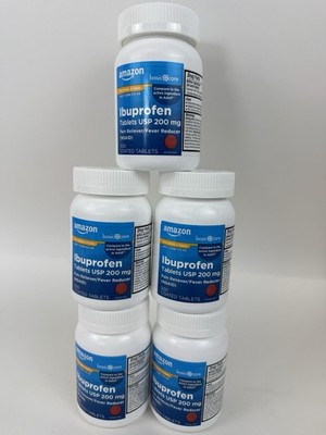 5 PACK 200 mg Ibuprofen Tablets for Arthritis Pain & Fever - 500 Count Bottle