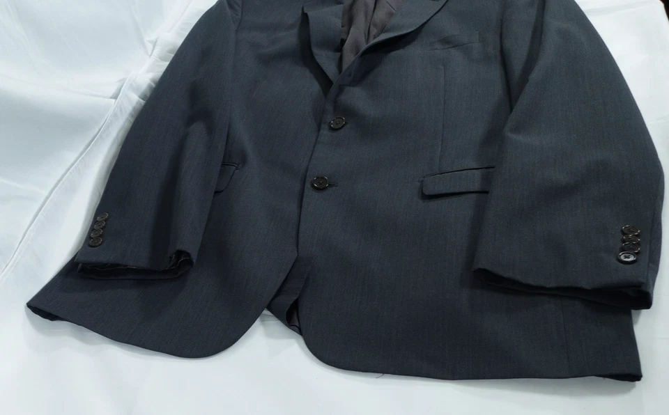 DKNY Blazer Mens 44L Gray Wool Blend Two Button Suit Jacket Macy’s Formal - Image 4 of 4