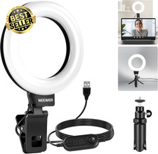 5" Ring Light with Tripod Stand, Clip-On Video Conference Zoom Laptop Lighting