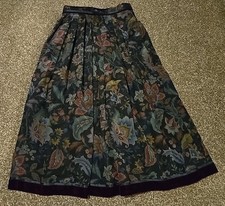 Vintage Trachtenmoden Alpentraum Womens Pleated Floral Skirt Size 12 Felt Trim