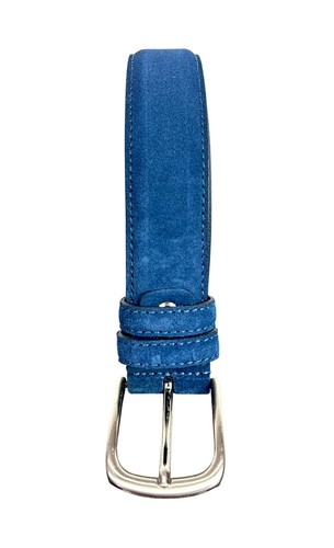 Blauer italienischer Wildledergürtel für Herren - handgefertigter Luxus Taillengürtel - Bild 2 von 6