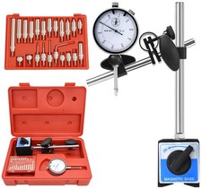 Dial Indicator with Magnetic Base and Point Precision Inspection Set, red