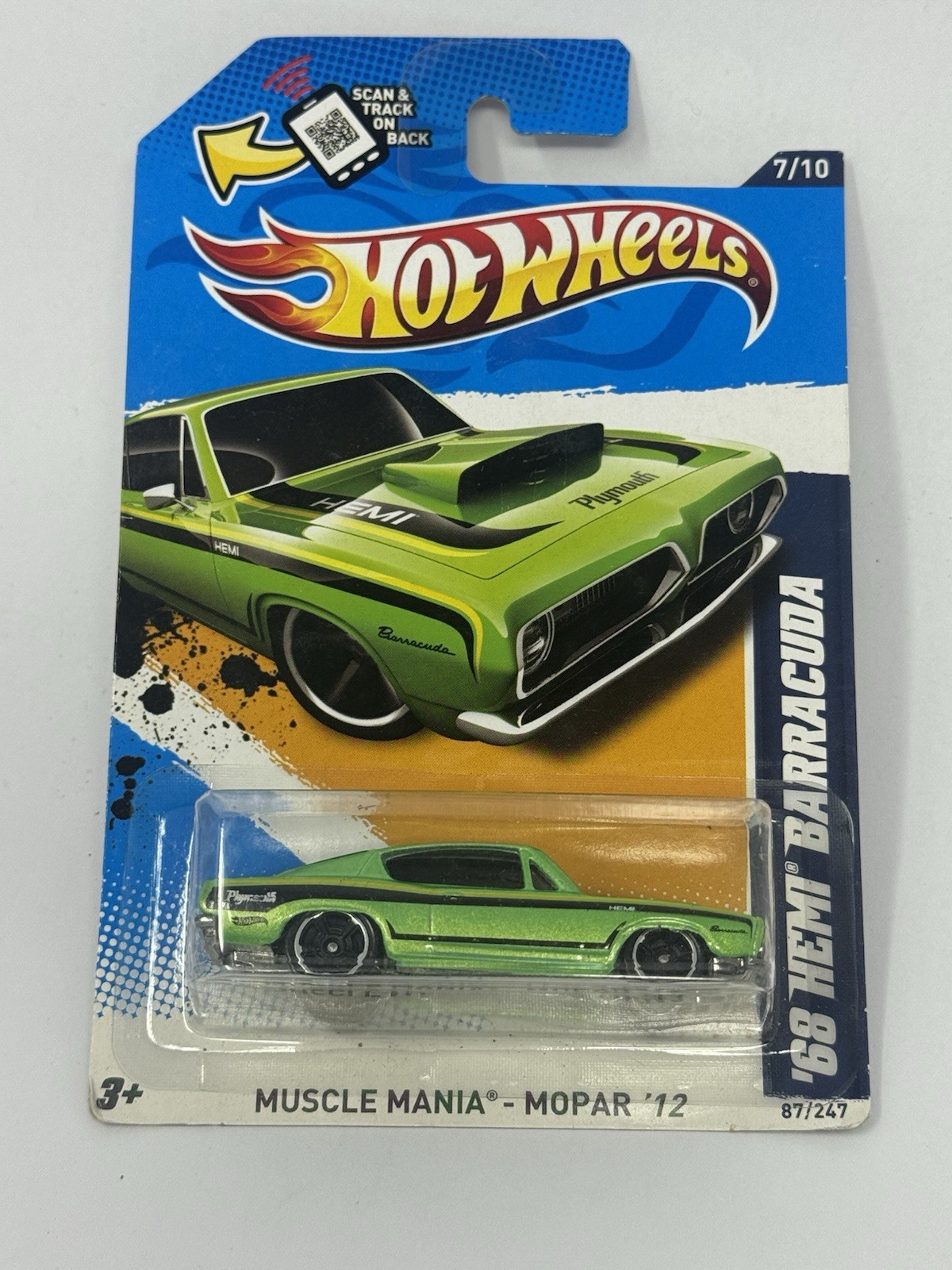 Hot Wheels 2012 Muscle Mania Mopar Green ‘68 Hemi Barracuda #87 A1