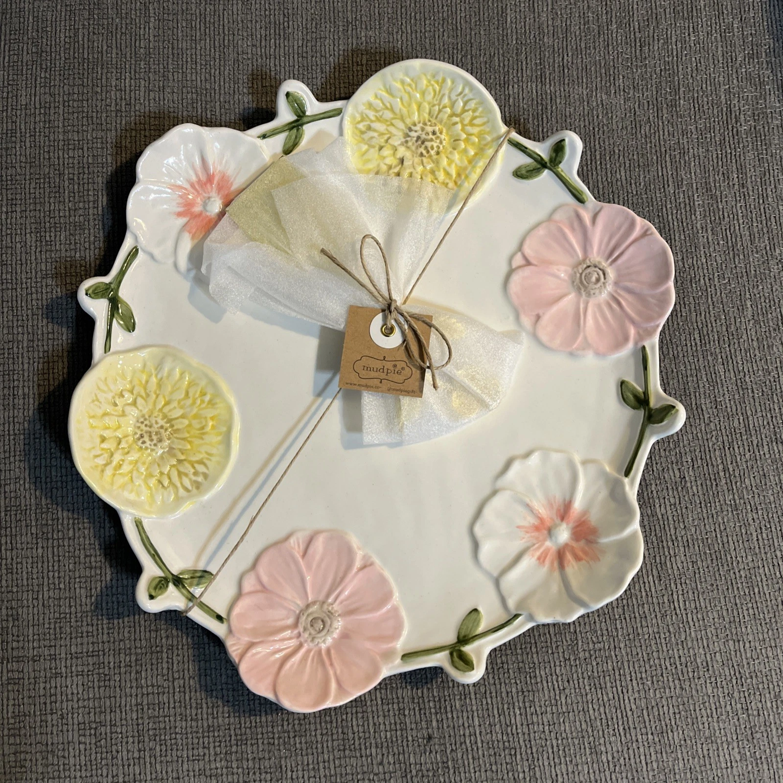 Mud Pie Quiche Set Dish & Gold Server NEW Mothers Day