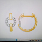 Beautiful Diamond Circle Huggie Hoop Earrings in 14K White and Yellow Gold — photo 6