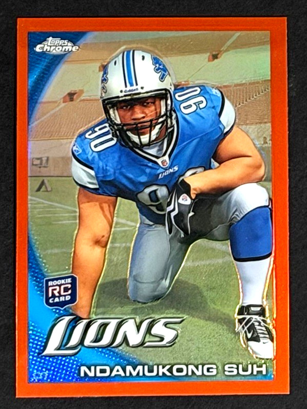 2010 TOPPS CHROME NDAMUKONG SUH ROOKIE CARD ORANGE REFRACTOR