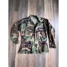 US Air Force Military Camo Combat Shirt Mens Small Short Green Good Woodland BDU