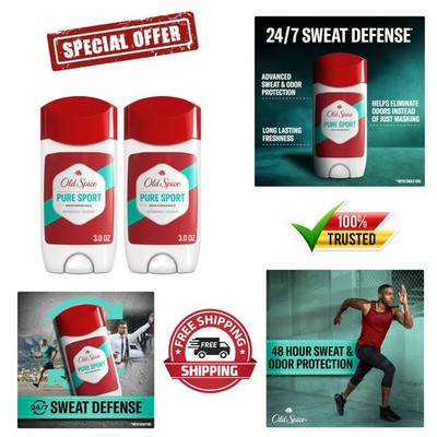 (2-Pack) Old Spice High Endurance Aluminum-Free Deodorant, Pure Sport, 3 Oz