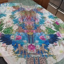 Tropical Colorful Cheetah Sheer Oversized Flowy Top Beach Cover Up Kimono Boho