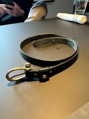 Aigner Klassischer Ledergürtel, Größe 85 cm, Schwarz, Messing-Hardware