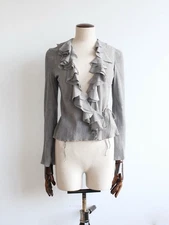 Christian Dior by John Galliano A/W02 Printed Silk Ruffled Shirt