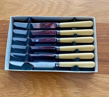 Vintage Boxed Set 6 Faux Bone Handle Tea Butter Knives James Lodge Sheffield