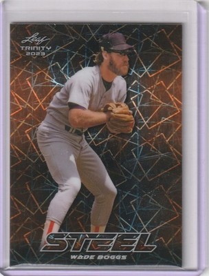 2023 Leaf Trinity #S-80 Wade Boggs Steel Orange Prismatic Refractor #d 2/15