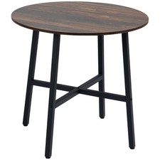 HOMCOM 80cm Round Kitchen Table, Dining Table for Small Spaces, Steel Leg