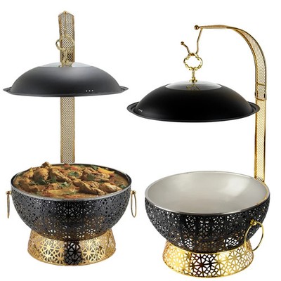 2 x 8L Buffet Chafing Dish Speisenwärmer Gold Edelstahl Gastronomie Set