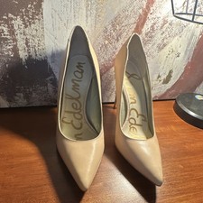 Sam Edelman Beige Solid Stiletto Pointed Toe Pump Heels Slip On Women