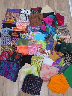 Vintage Scarf Lot 50 Pc Mixed Floral Square Sheer Neck Head Scarves Colorful #2
