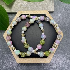 2 PC Handmade Bead Beaded Stackable 7  Plus Stretch Bracelet New Free Ship C1318