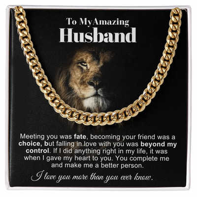 To My Husband Cuban Link Necklace Message anniversary birthday gift for him
