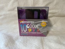 Memorex 2HD 3.5" Computer Diskettes 10 Pack PC Format Cool Disks w/ Box - Sealed