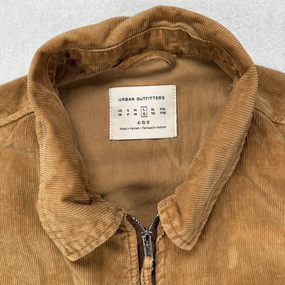 Urban Outfitters Corduroy Harrington Jacket Size L Brown Bomber Zip Up - Image 2 of 4