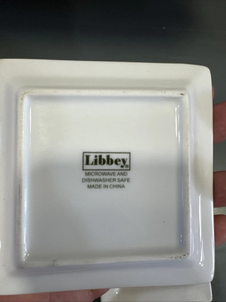 Libbey Appetizer Plates Square White 4" Snacks Entertaining Party Set of 3 - Image 4 of 4