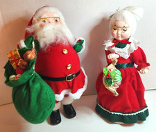 Vintage Santa Claus and Mrs Claus 13" Figures Styrofoam Faces Taiwan