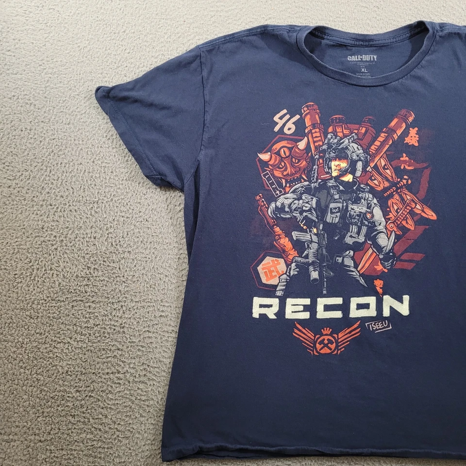 Call of Duty рубашка мужская очень большой синий Recon издание ворота графический футболка - Изображение 4 из 4