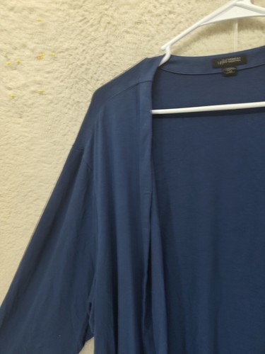 J Jill Women Wearever Collection Sweater 4X Blue Rayon Blend Ruffle Cardigan - Picture 2 of 17