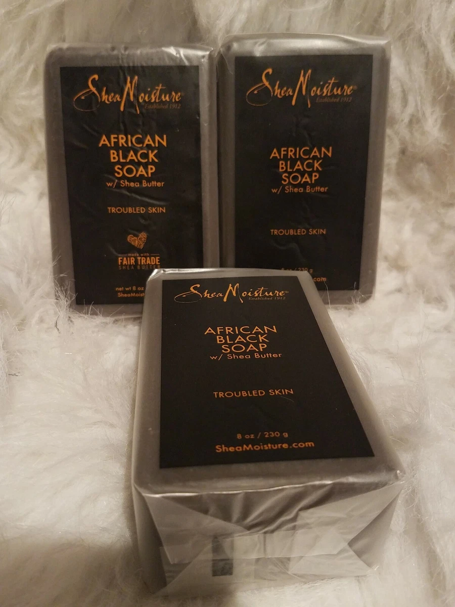 3 Shea Moisture African Black Soap With Shea Butter 8 oz Each