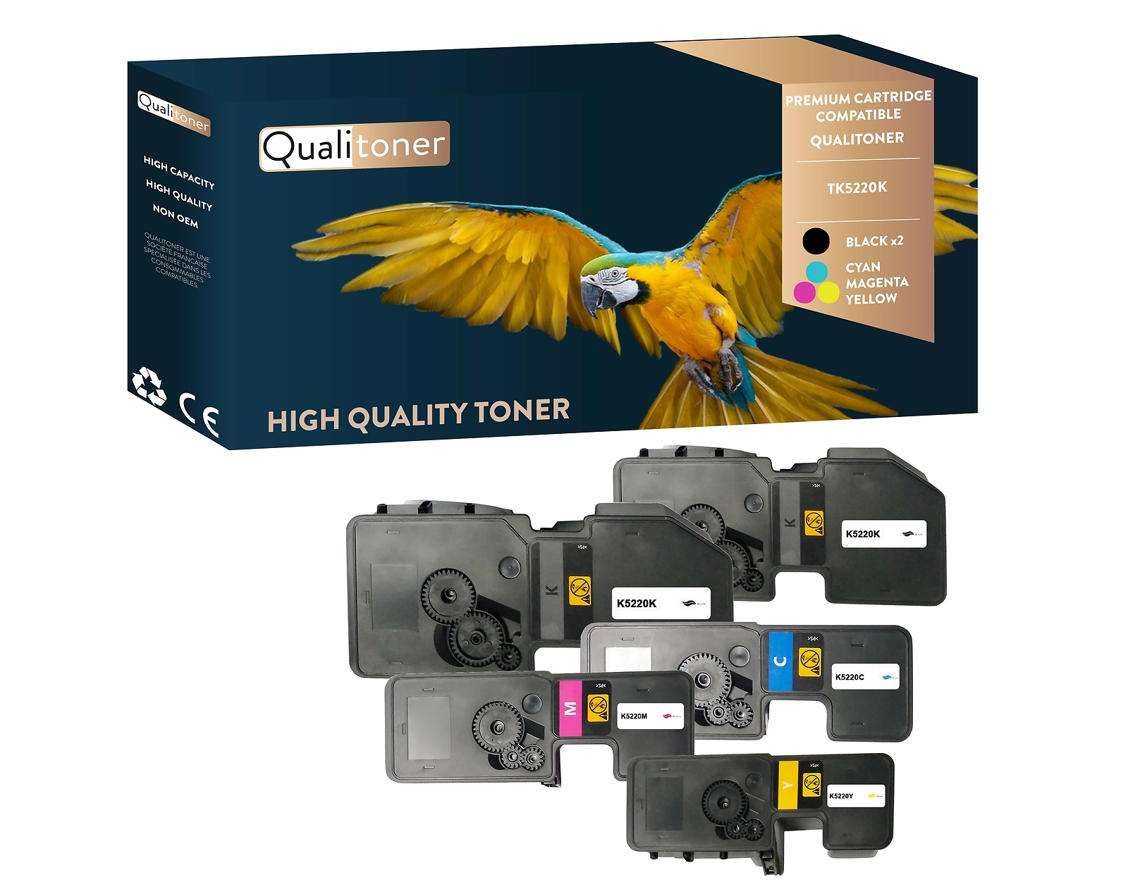 Consommable laser noir couleur TK5220K compatible Kyocera pour impression bureautique durable
