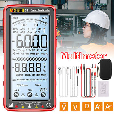 Digital Multimeter 6000 Counts AC/DC Kapazitätsmesser Voltmeter NCV Diode Tester