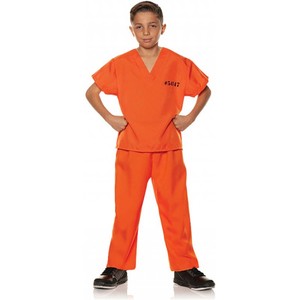 costume boys convict orange criminal child halloween prisoner piece two