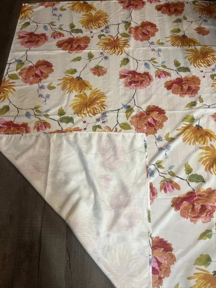 Floral 67” By 51” Tablecloth & 67” By 14” Runner Set Spring Pastels White EUC - Image 3 of 4
