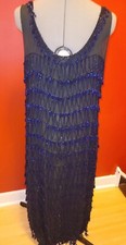 Vintage hand beaded sapphire / navy dress from Egypt - price reduction 