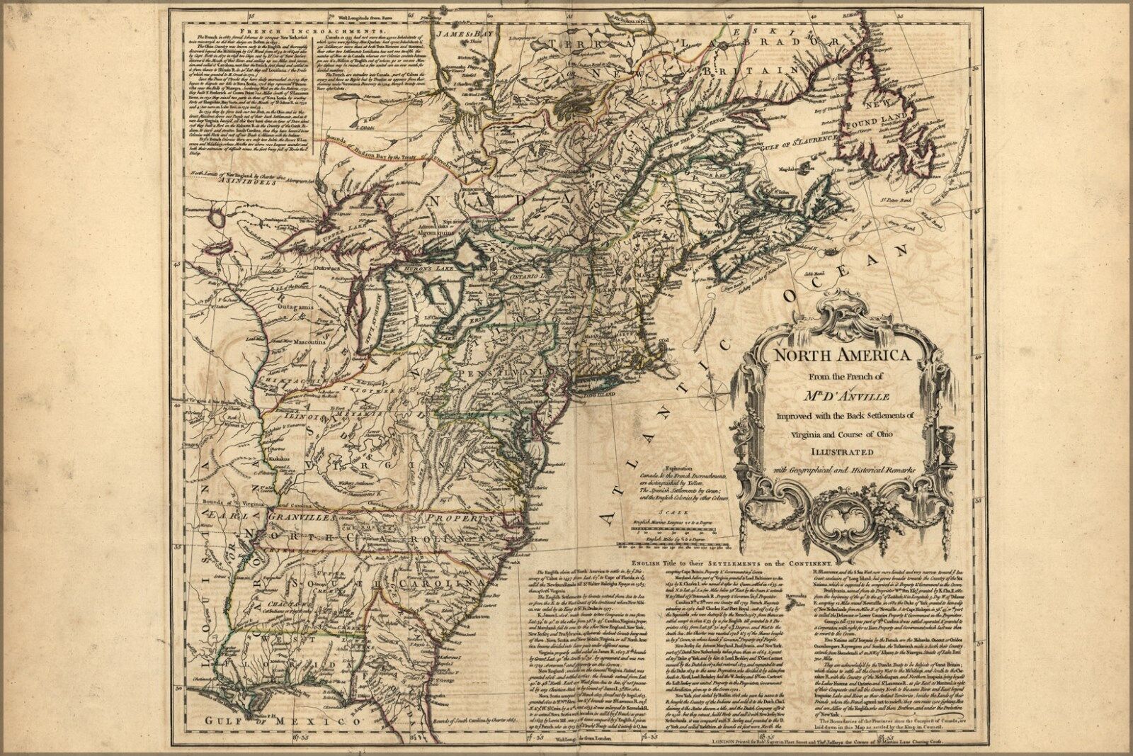 Poster, Many Sizes; Map Of North America Pre United States 1768 Tanie zapasy