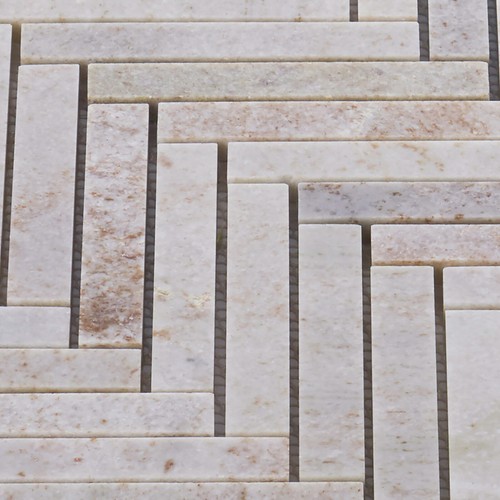 Beige Cream Crema Marfil Marble Stone Herringbone Mosaic Tile Kitchen Backsplash - Picture 9 of 21