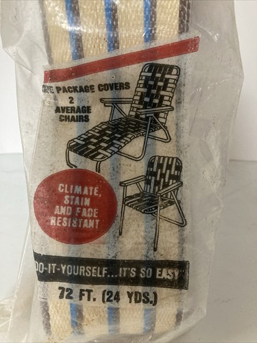 VTG Wellington Re-Web Kit For Lawn Chair Brown,White,Blue Stripe 72 Feet DIY New - Picture 2 of 7
