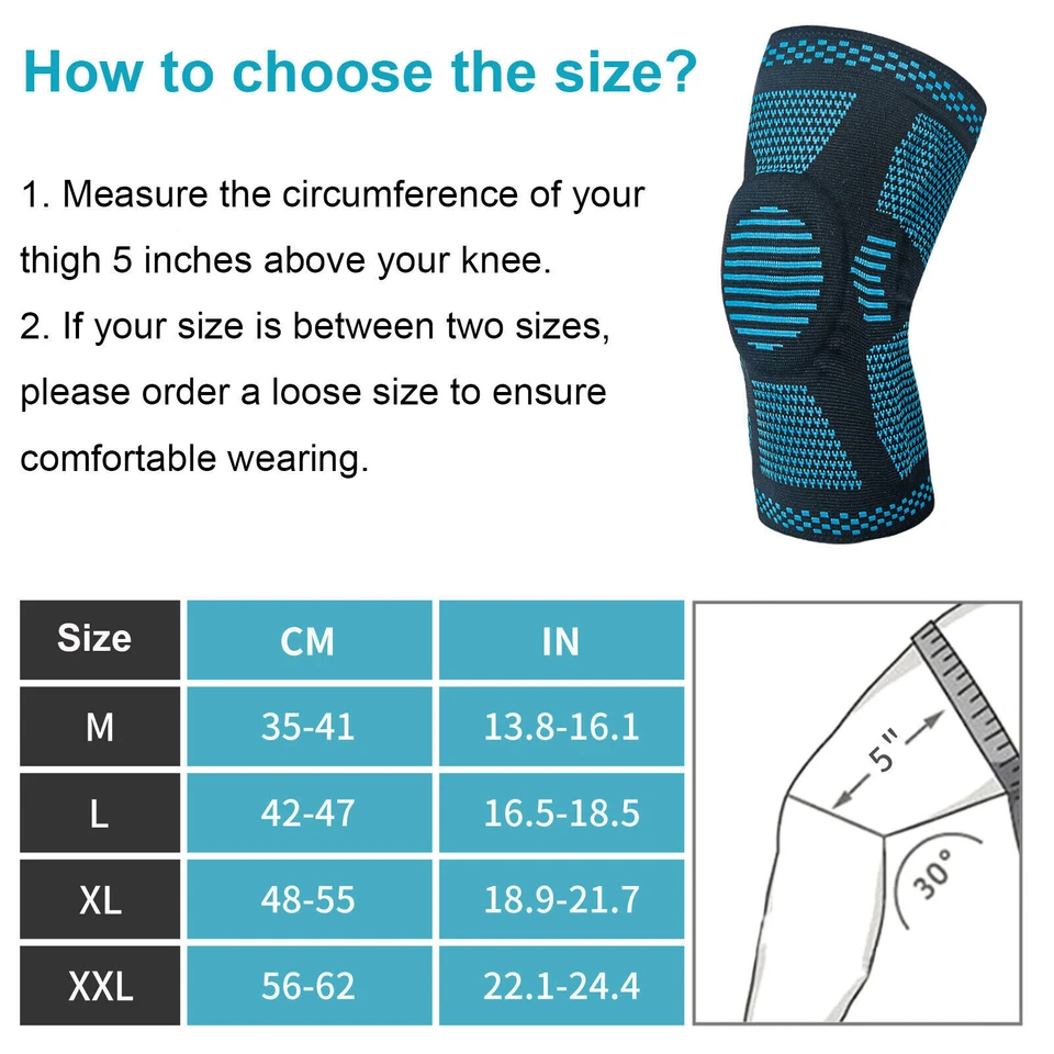 2x Knee Sleeves Copper Silver Compression Brace Support Sport Joint Injury Gel - Image 2 of 4