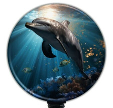 Dolphin Retractable Badge Reel, Aquatic Ocean Mammal ID Badge Clip Holder - 6422
