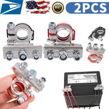 2 Car Battery Terminal Connector Top Post Positive Negative Heavy Duty Universal