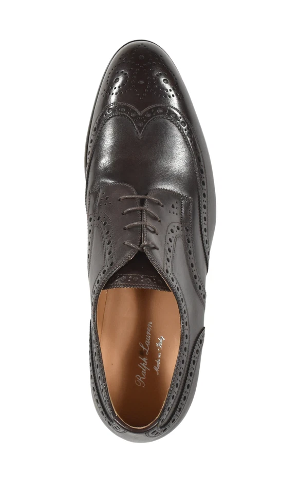 Ralph Lauren Púrpura Etiqueta Cuero Marrón Chapman Punta de Ala Zapatos de Vestir Nuevos $995 Foto 3 de 4