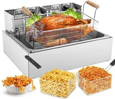 23.25Qt 3400w Electric Turkey Fryer with 3 Baskets, for Restaurant