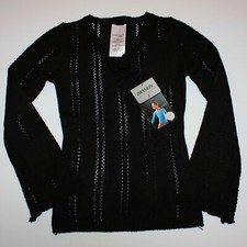 Danskin Girl's Ballet Dance Black Cover Up Pointelle Sweater sz Child I 6X 7 NWT