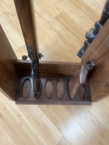 Custom Heavy Duty Wooden with Natural Wood base Gun Rifle Display Rack, 6 guns - Picture 11 of 13