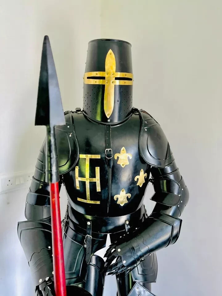 Medieval Knight Suit of Armor Full Body Wearable Templar Crusader Combat Gear