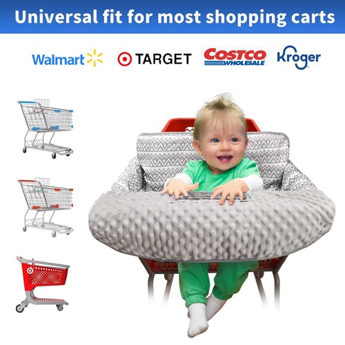 2 in 1 Minky Dot Baby Kleinkind Einkaufswagen Abdeckung Hochstuhl Abdeckung Grau Tragbar - Bild 6 von 6