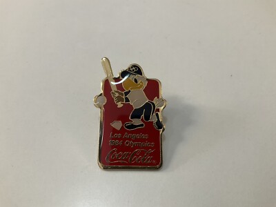 Vintage Enameled Pin 1984 84 LA Los Angeles Olympics Coca Cola Baseball Sam