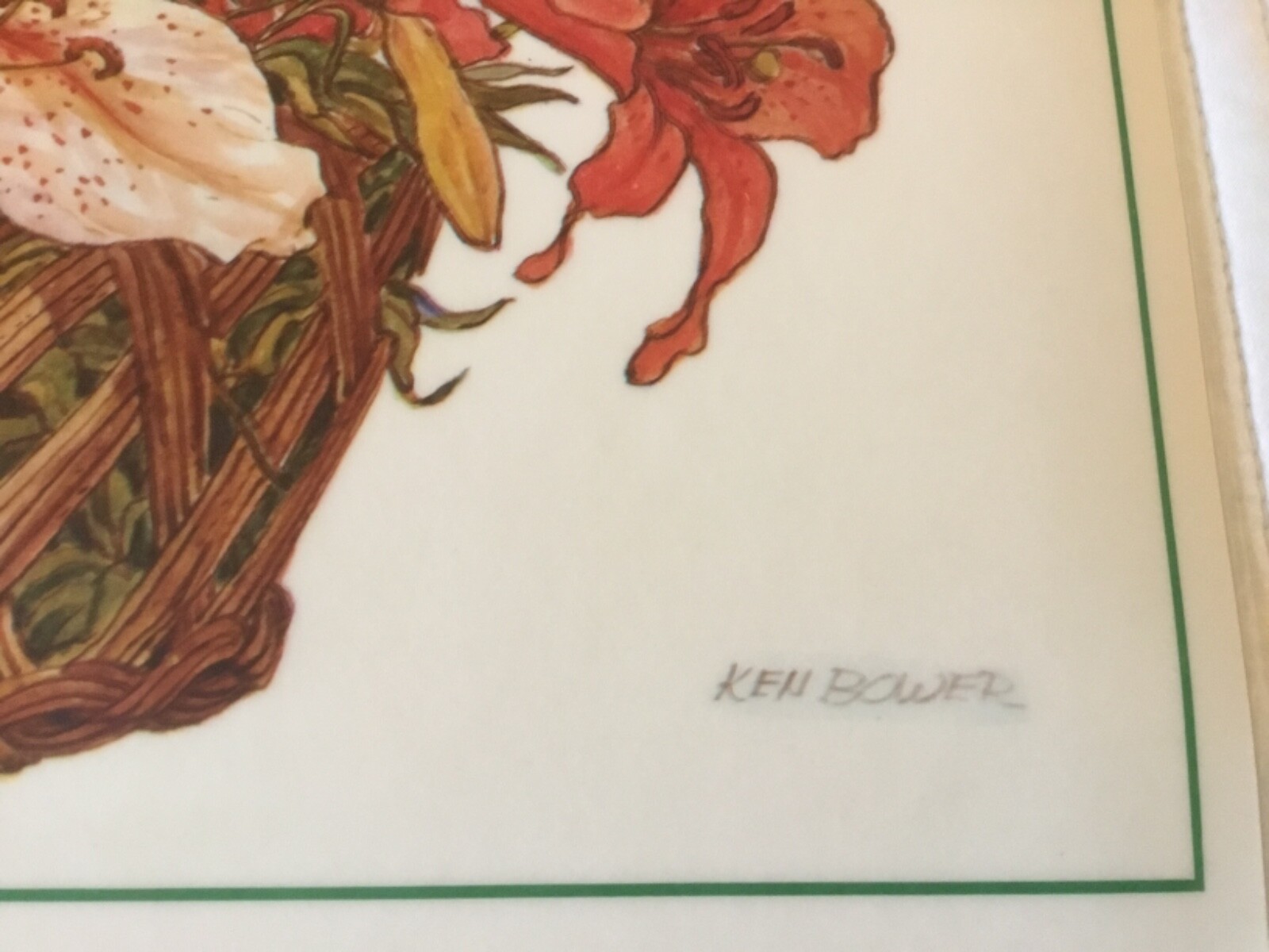 Floral Flair Designs VINTAGE Ken Bower LILIES Plastic Coated Placemats  SET of 6