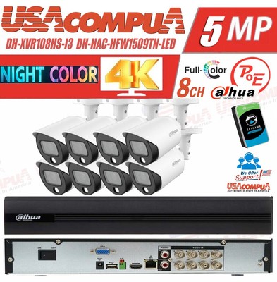 DAHUA 8CH 4k  Security CCTV Camera System Kit 5MP  Bullet Full Color Lot